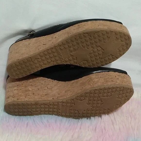 Authentic Jimmy Choo Star Studded Wedge Sandals Sz.7 or 37 Worn 1X - Picture 11 of 16